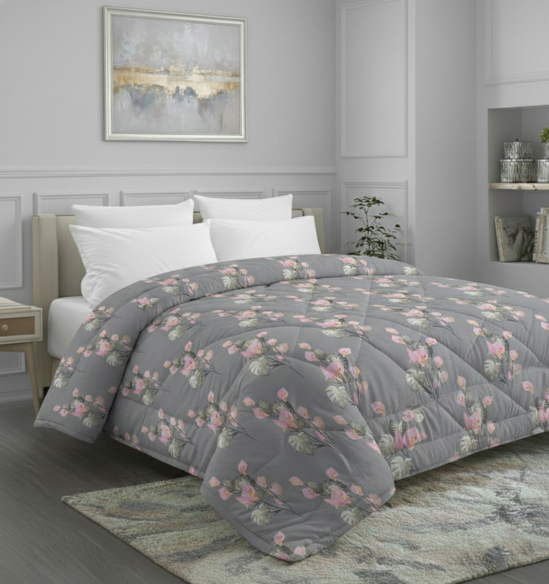 BSB HOME Printed Double Comforter for  Mild Winter(Microfiber, GreyPink)
