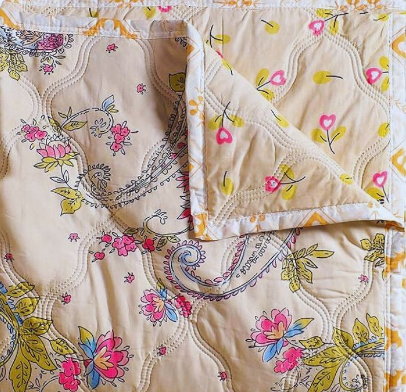 KHUSHRIT Printed Double Dohar for  AC Room(Cotton, Beige 107)