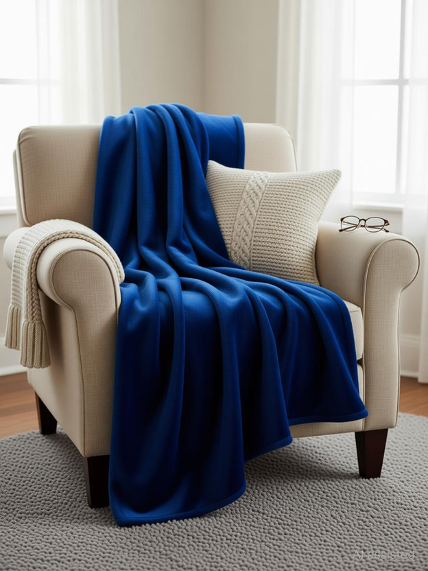 komfey Solid Single Fleece Blanket for  Heavy Winter(Microfiber, Blue)