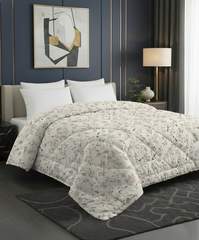 BSB HOME Printed Double Comforter for  Mild Winter(Microfiber, BeigeMulticolor)