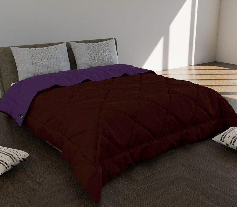 NK Handlooms Self Design King Comforter for  Mild Winter(Microfiber, Purple, Maroon)