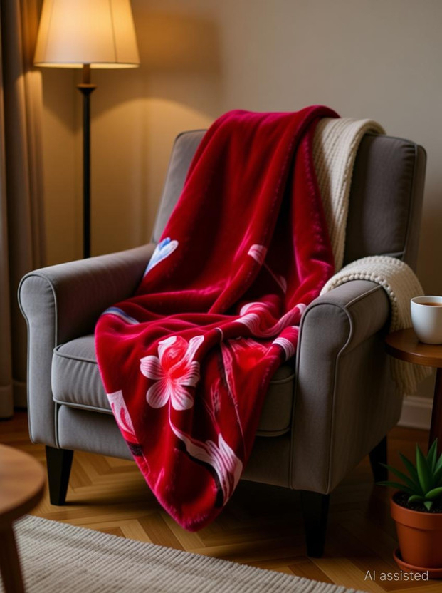 GKM Floral Single Mink Blanket for  Heavy Winter(Microfiber, Multicolor)