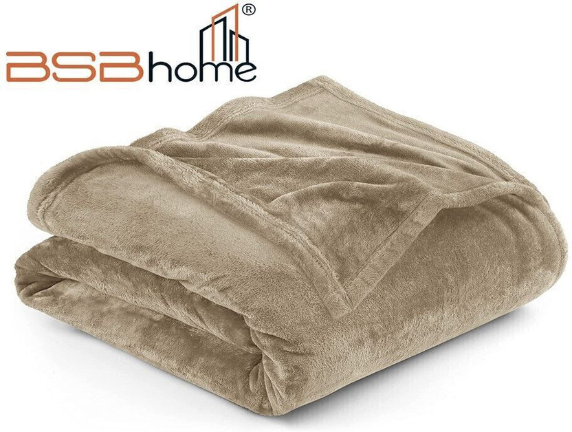 BSB HOME Solid Double AC Blanket for  Mild Winter(Microfiber, Beige)