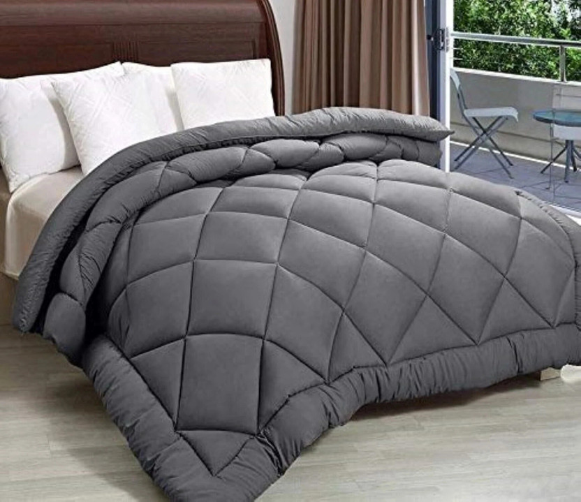 CRAZY WORLD Solid Double Comforter for  Heavy Winter(Microfiber, Grey)