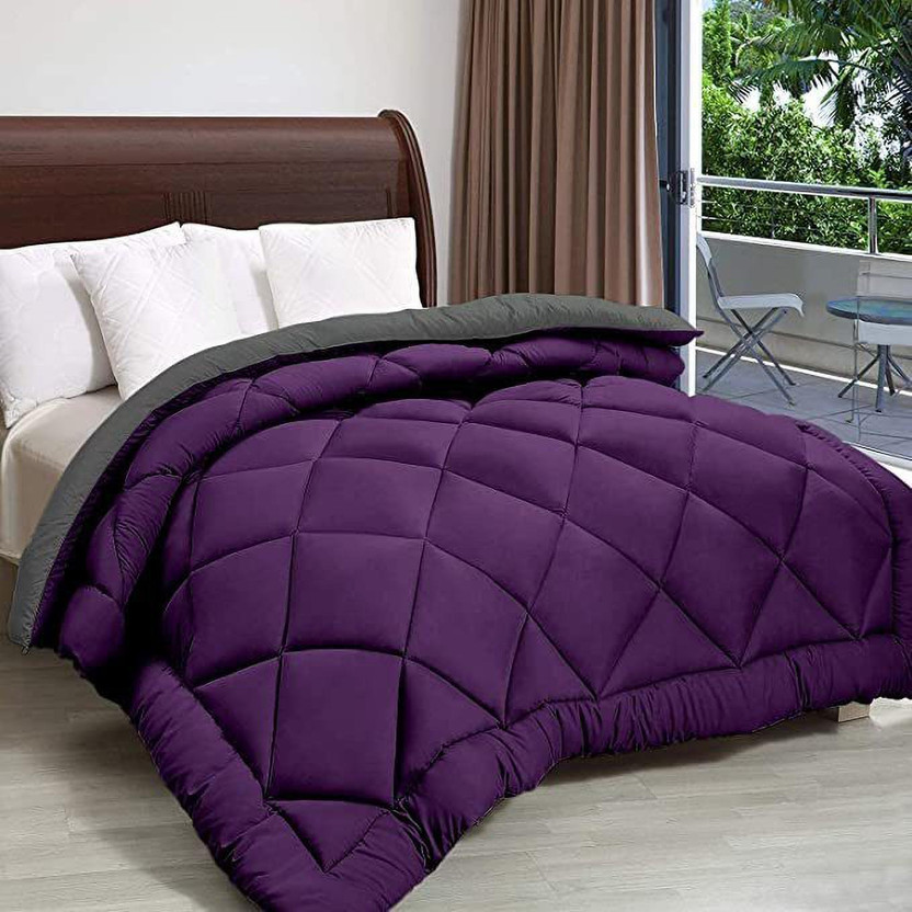 Relaxfeel Solid Single Quilt for  Heavy Winter(Polyester, Purple & Grey)