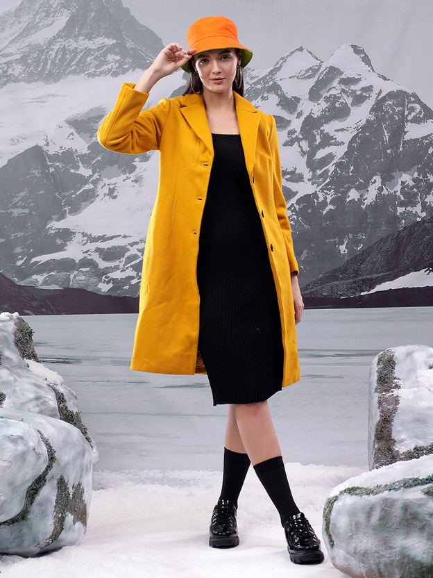 KOTTY Solid Single Breasted Casual Women Blazer(Yellow)