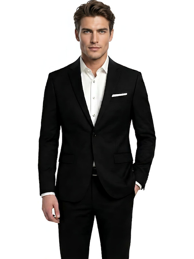 HUMJOLI MENS WEAR Solid Single Breasted Beach Wear, Casual, Festive & Wedding, Formal, Lounge Wear, Party Men Blazer(Black)