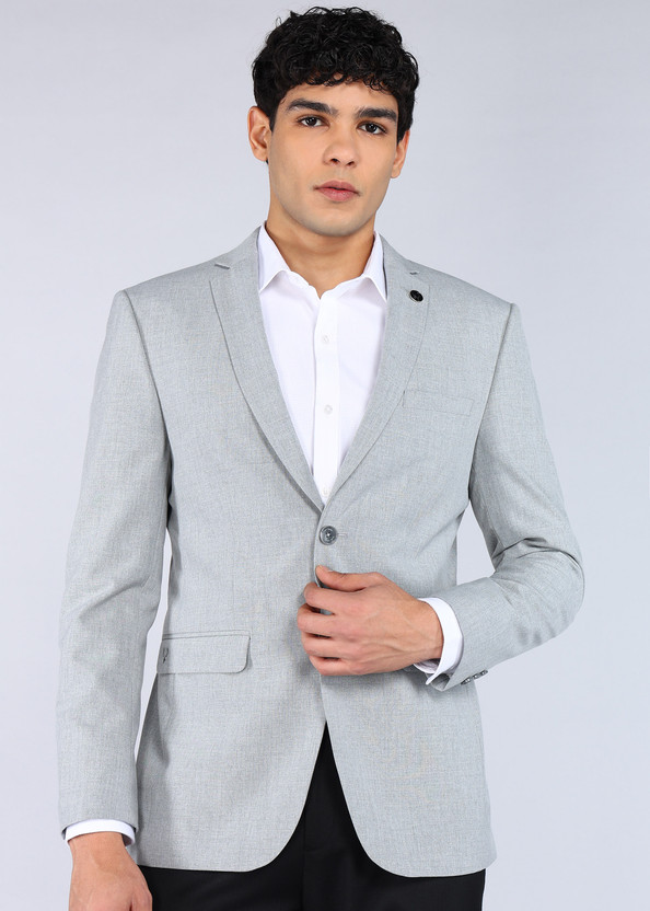 Allen Solly Solid Tuxedo Style Formal Men Blazer(Grey)