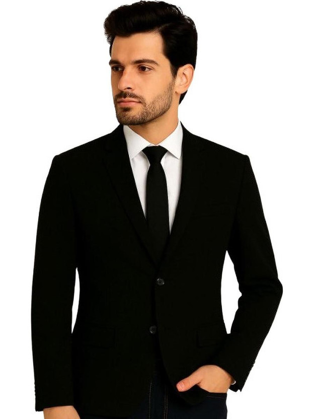 MensKlub Solid Single Breasted Casual, Formal, Festive & Wedding Men Blazer(Black)