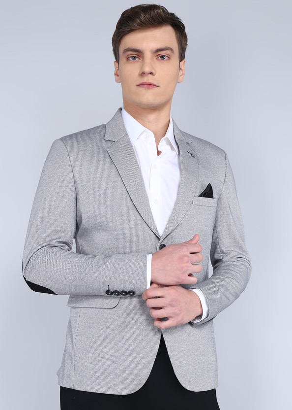 KILLER Printed Single Breasted Casual Men Blazer(Grey)