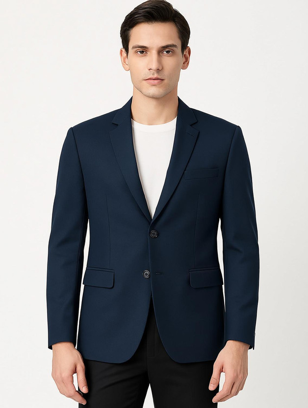 MensKlub Solid Single Breasted Casual, Formal Men Blazer(Blue)