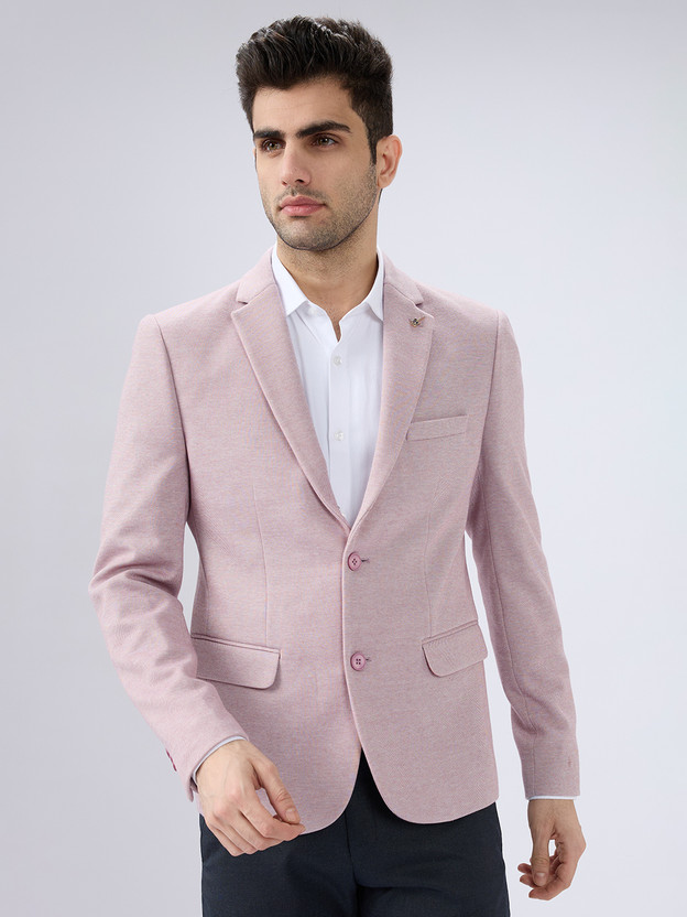KILLER Solid Single Breasted Casual Men Blazer(Pink)