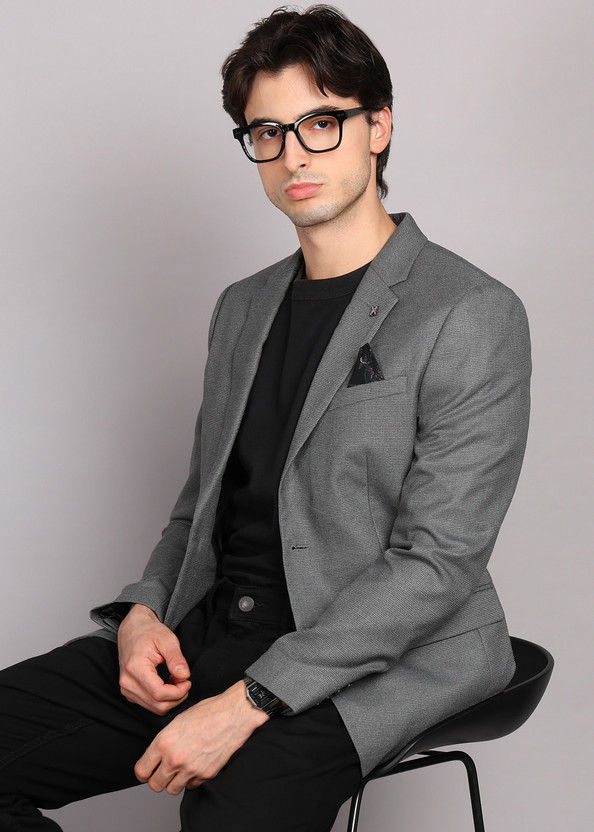 KILLER Checkered Single Breasted Casual Men Blazer(Grey)