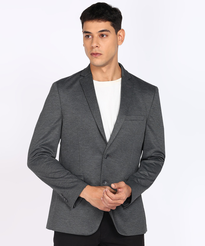 PETER ENGLAND Self Design Single Breasted Formal Men Blazer(Grey)