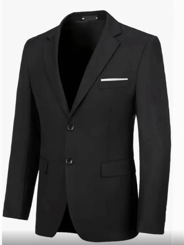 KOAT MAN Solid Single Breasted Formal Men Blazer(Black)