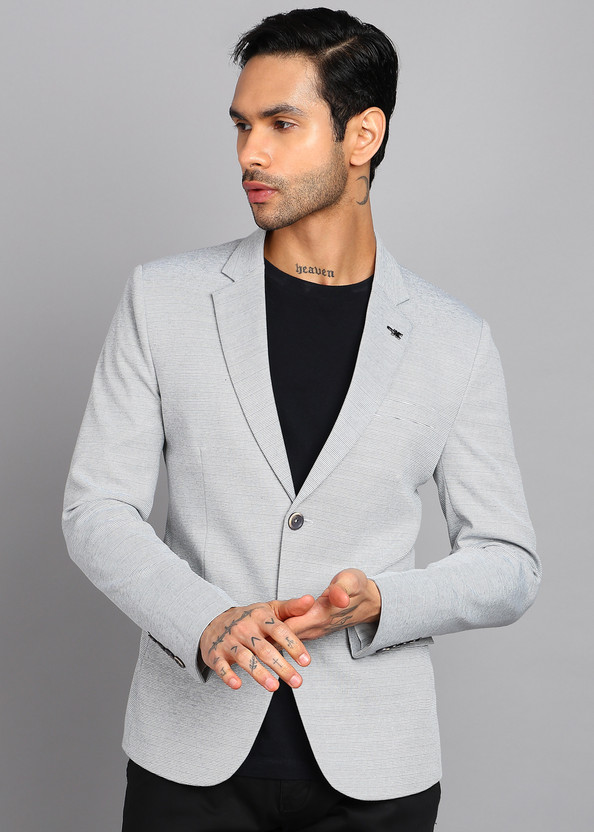 KILLER Striped Single Breasted Casual Men Blazer(Grey)