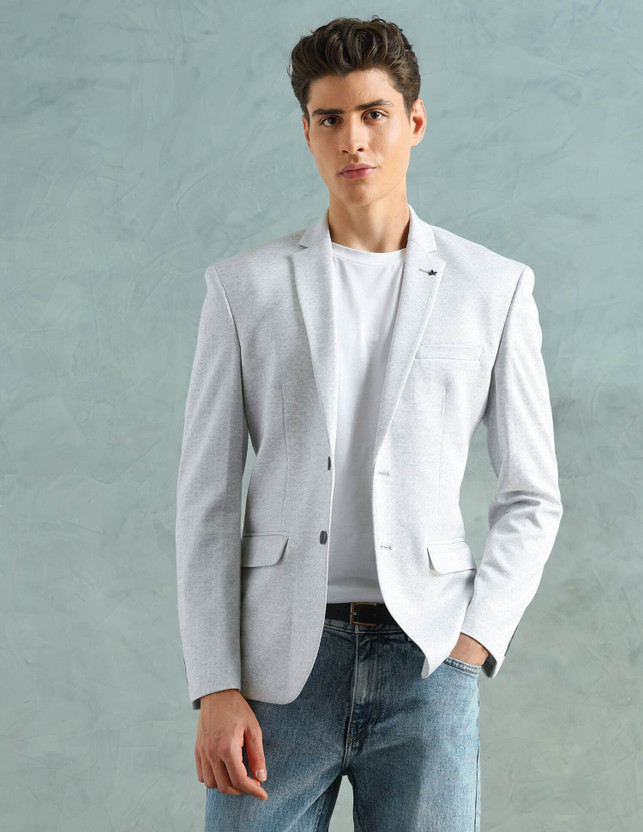 ARROW Self Design Single Breasted Casual Men Blazer(Grey)