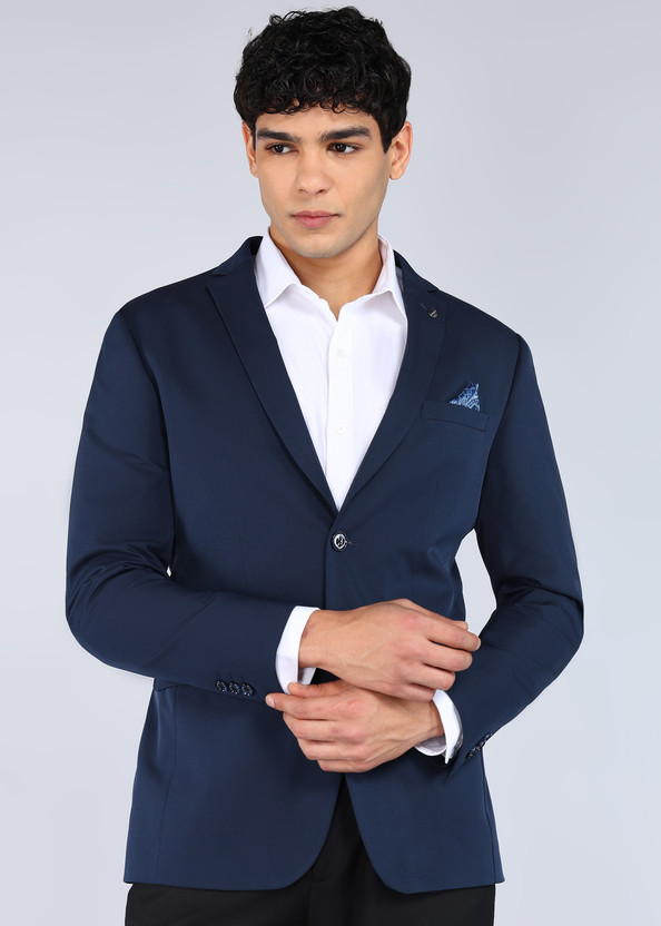 Allen Solly Solid Tuxedo Style Festive & Wedding Men Blazer(Blue)