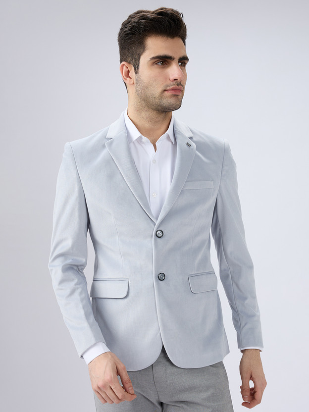 KILLER Solid Single Breasted Casual Men Blazer(Grey)