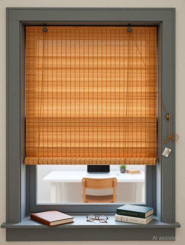 Hippo Hippo Roller Blind Cord Drawn In Window(Wood, 153 cm x 92 cm, (5.02 ft x 3.02 ft)) - Flipkart Deal