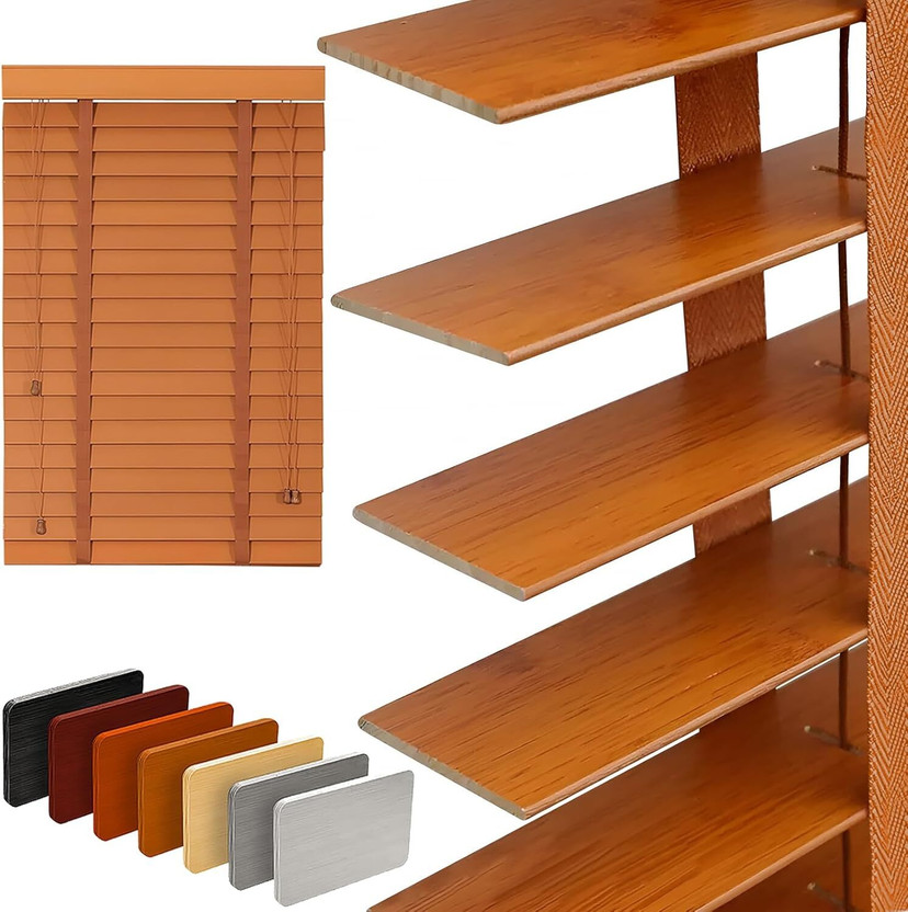 Kairo Venetian Blind Cord Drawn In Window(Wood, 76.2 cm x 60.96 cm, (2.5 ft x 2.0 ft))
