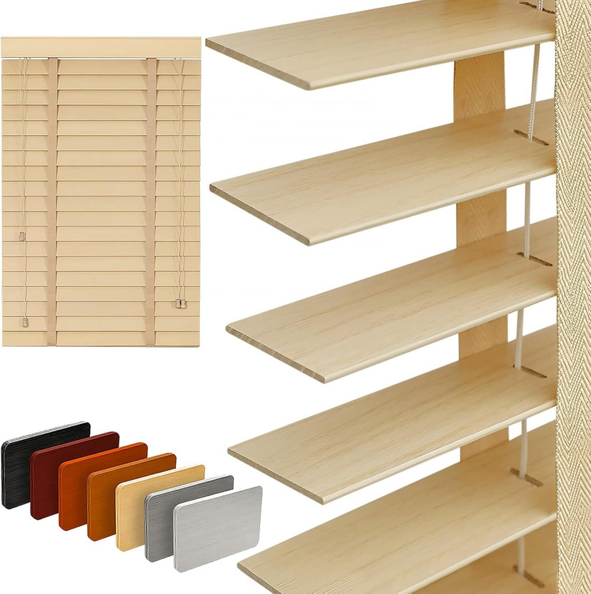 Kairo Venetian Blind Cord Drawn In Window(Wood, 167.64 cm x 91.44 cm, (5.5 ft x 3.0 ft))