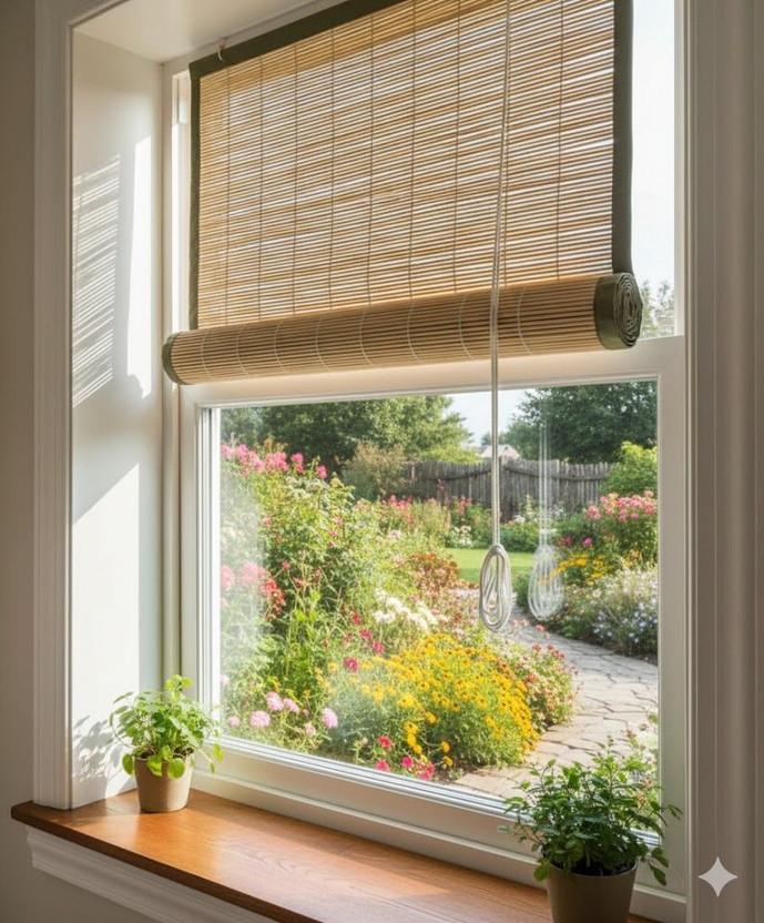 balkishan Roller Blind Hand Drawn In Window(Bamboo, 12 cm x 50 cm, (0.39 ft x 1.64 ft))