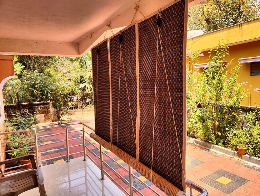 TCLPVC Roller Blind Cord Drawn On Ceiling(Bamboo, 218 cm x 62 cm, (7.15 ft x 2.03 ft))