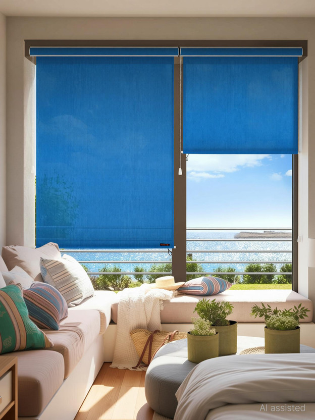Hippo Roller Blind Cord Drawn On Window(Polyethylene (PE), 274 cm x 91 cm, (8.99 ft x 2.99 ft))