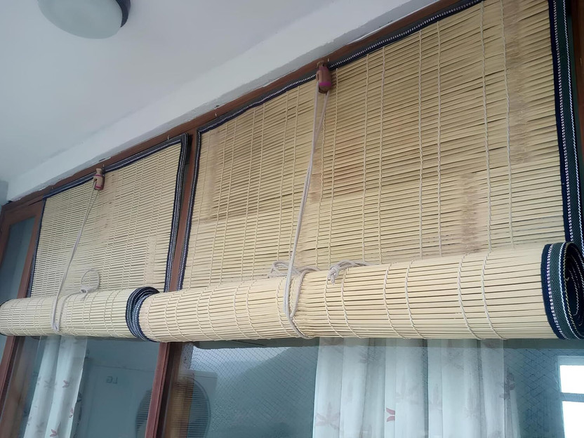 Bambooaura Roller Blind Hand Drawn On Window(Bamboo, 244 cm x 122 cm, (8.01 ft x 4.0 ft))