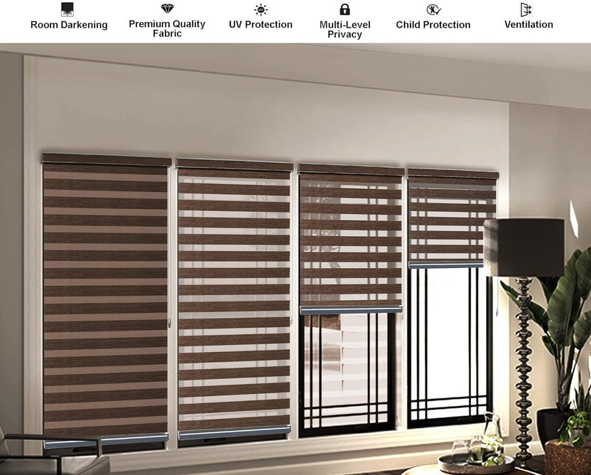 GD GC Double Roller Blind Cord Drawn In Window(Polyester, 152 cm x 113 cm, (4.99 ft x 3.71 ft))