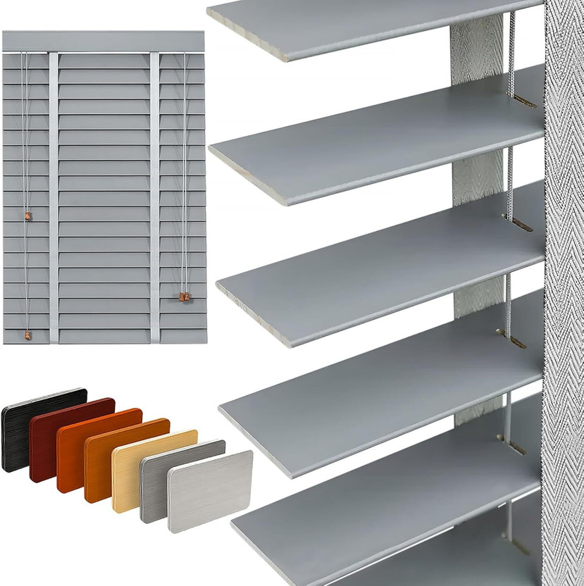 Kairo Venetian Blind Cord Drawn In Window(Wood, 60.96 cm x 45.72 cm, (2.0 ft x 1.5 ft))