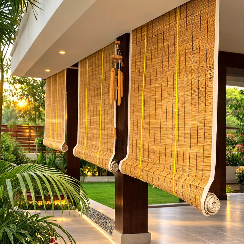 HDS Roller Blind Cord Drawn On Window(Bamboo, 243.84 cm x 61 cm, (8.0 ft x 2.0 ft))