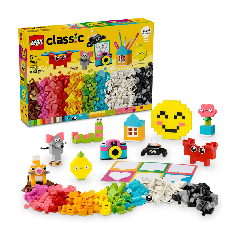 LEGO Classic Creative Happy Box Colorful Building Bricks Toy 11042 (680 Blocks)(Multicolor)