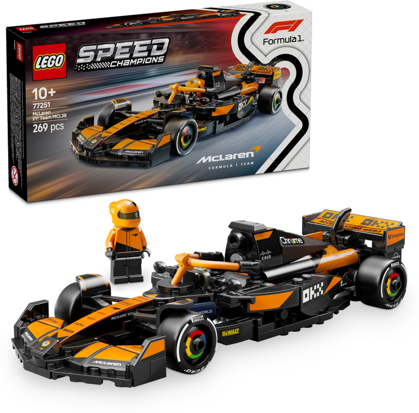 LEGO Speed Champions McLaren F1 Team MCL38 Race Car Vehicle Set 77251(269 Blocks)(Multicolor)