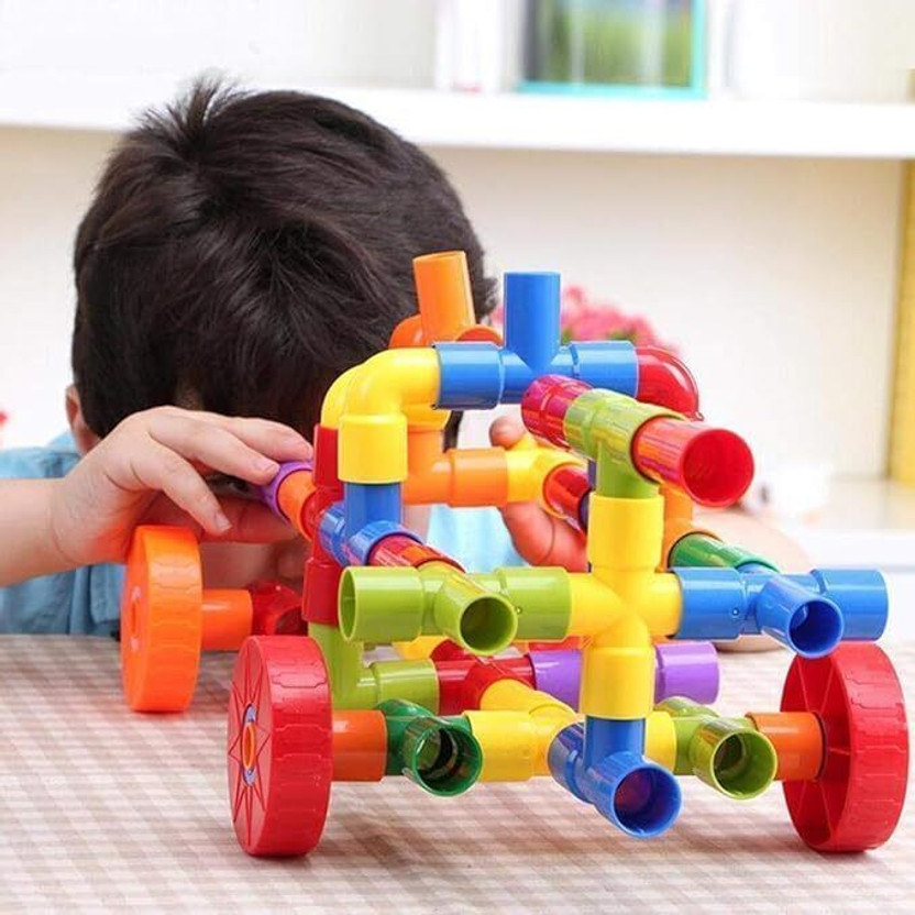Pulsbery Pipe Shaped Play and Learn Construction Block Set(Multicolor)