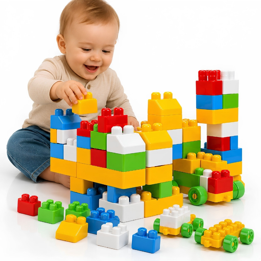 Be bright Kids Building Blocks Set Colorful Large Construction Bricks(Multicolor)