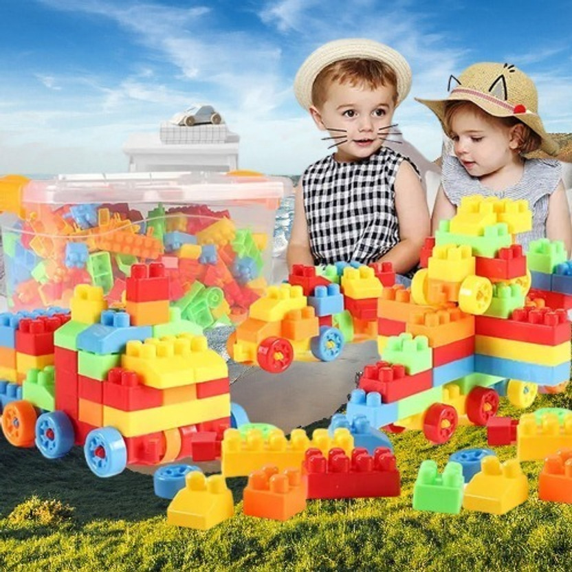 Sharvil Top 100+Pcs Building Bricks and Blocks toys in a Charming Bag Perfect Gift(Multicolor)