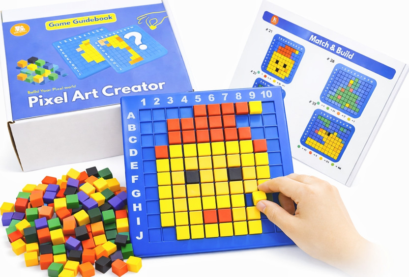 Babybundle STEM Pixel Art Toy for Kids, 240 Color Cubes, 120+ Challenges(Multicolor)