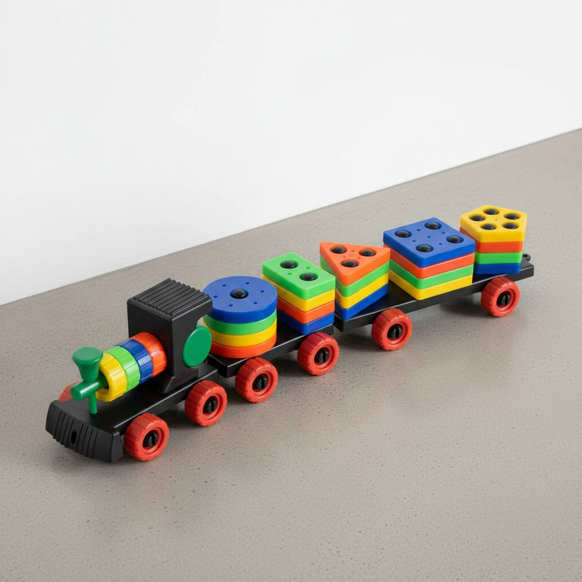 VrajVilla Plastic Train Toddler Toys, 4 Shape Sorter and Stacking Educational(Multicolor)