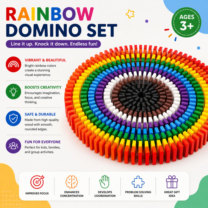 Sharvil 60 Pcs Super Dominos Blocks, 12 Color Bulk Wooden Dominos Blocks Set(Multicolor)