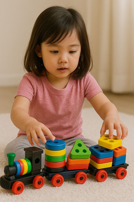 TheRichJD Plastic Train Toddler Toys, 4 Shape Sorter and Stacking Educational(Multicolor)