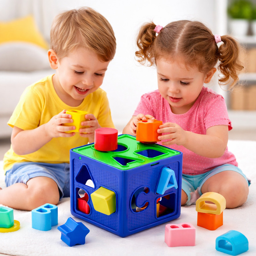 S sukan tex Educational Shape Sorting Cube Toy for Kids | Alphabet & Color Block Puzzle(Multicolor)