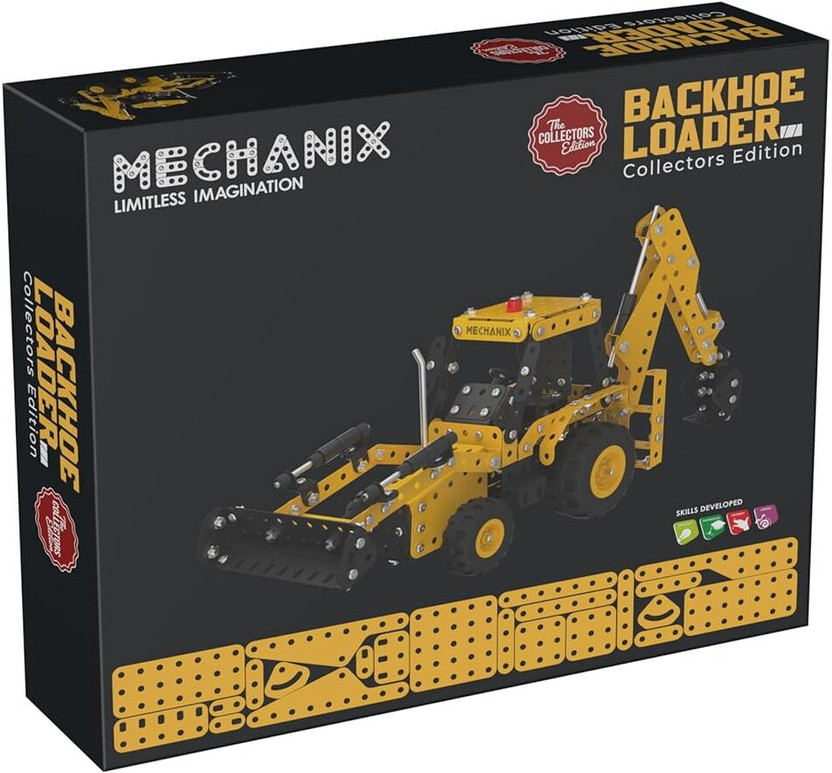 YUIOP - Mechanix Backhoe Loader Metal Building Set -Build Construction Vehicle-602 Pcs(Multicolor)