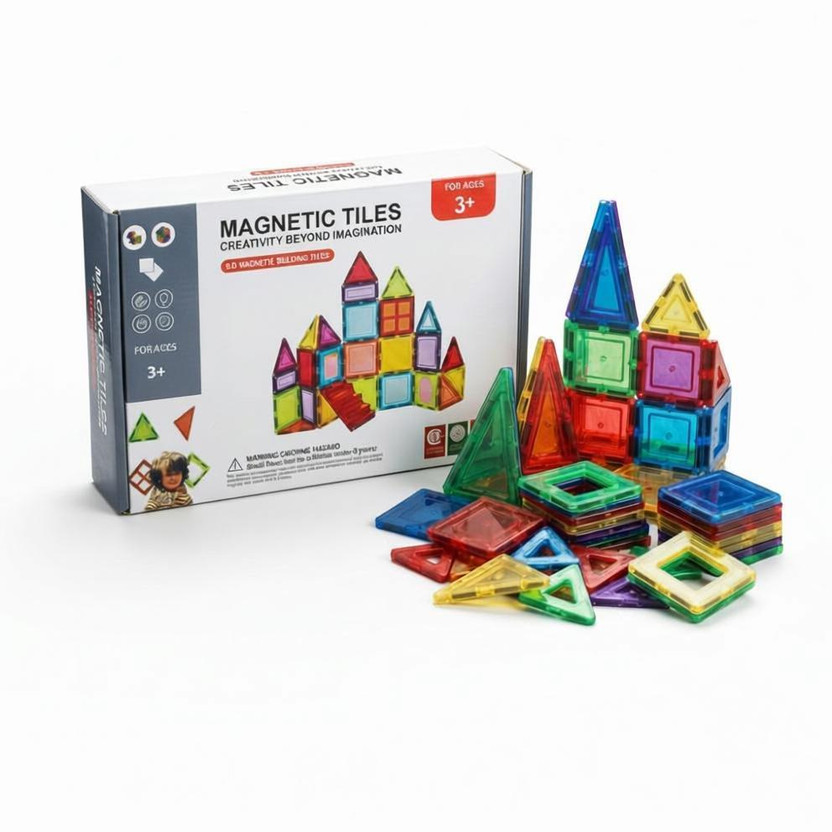 RAD CARTEL 26-Piece Fun STEM Magnetic Tiles Building Blocks, Educational Toy for Kids (3+)(Multicolor)