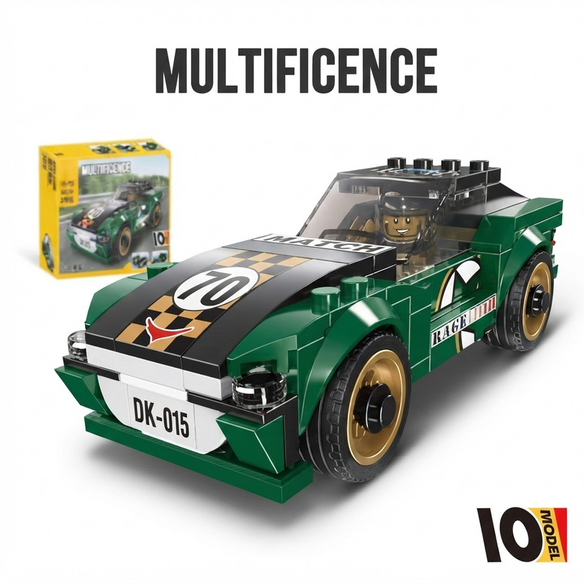 samskaraexim Racing Car Building Blocks Set 195+ Pieces, 10 Model Creative Construction Toy(Green)