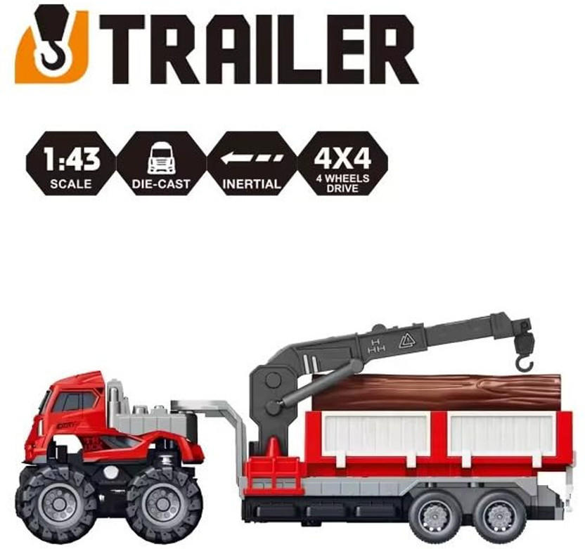 Zuuluzrs 1:43 Diecast Metal Wood Carrying Truck Engineering Toy Transport Truck Toys For(Blue, Red)