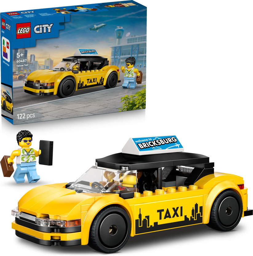LEGO City Yellow Taxi Model Car Kit with 2 Minifigures 60487(Multicolor)