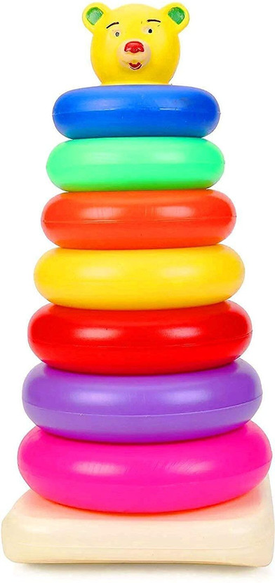 NKCORP Smiley Stacking Colouring Teddy Rings for Kids and toddlers 7 pcs (Multicolor)(Multicolor)