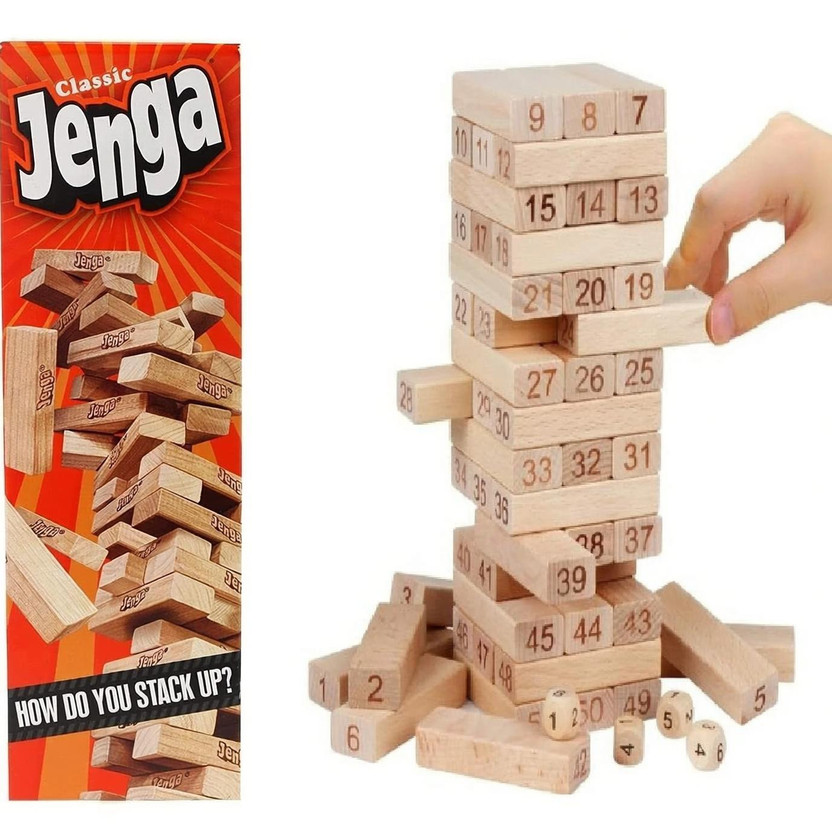 Joy Joy Baby Toys Gaming Classic Jenga, Hardwood Blocks, Stacking Tower Game For Kids Ages 6(Multicolor) - Flipkart Deal